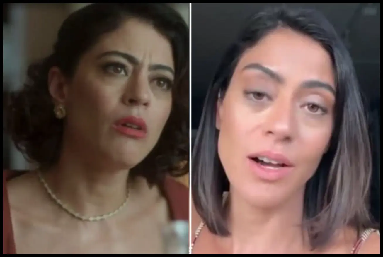 Carol Castro, atriz de Garota do Momento, expressando emoções sobre a trama
