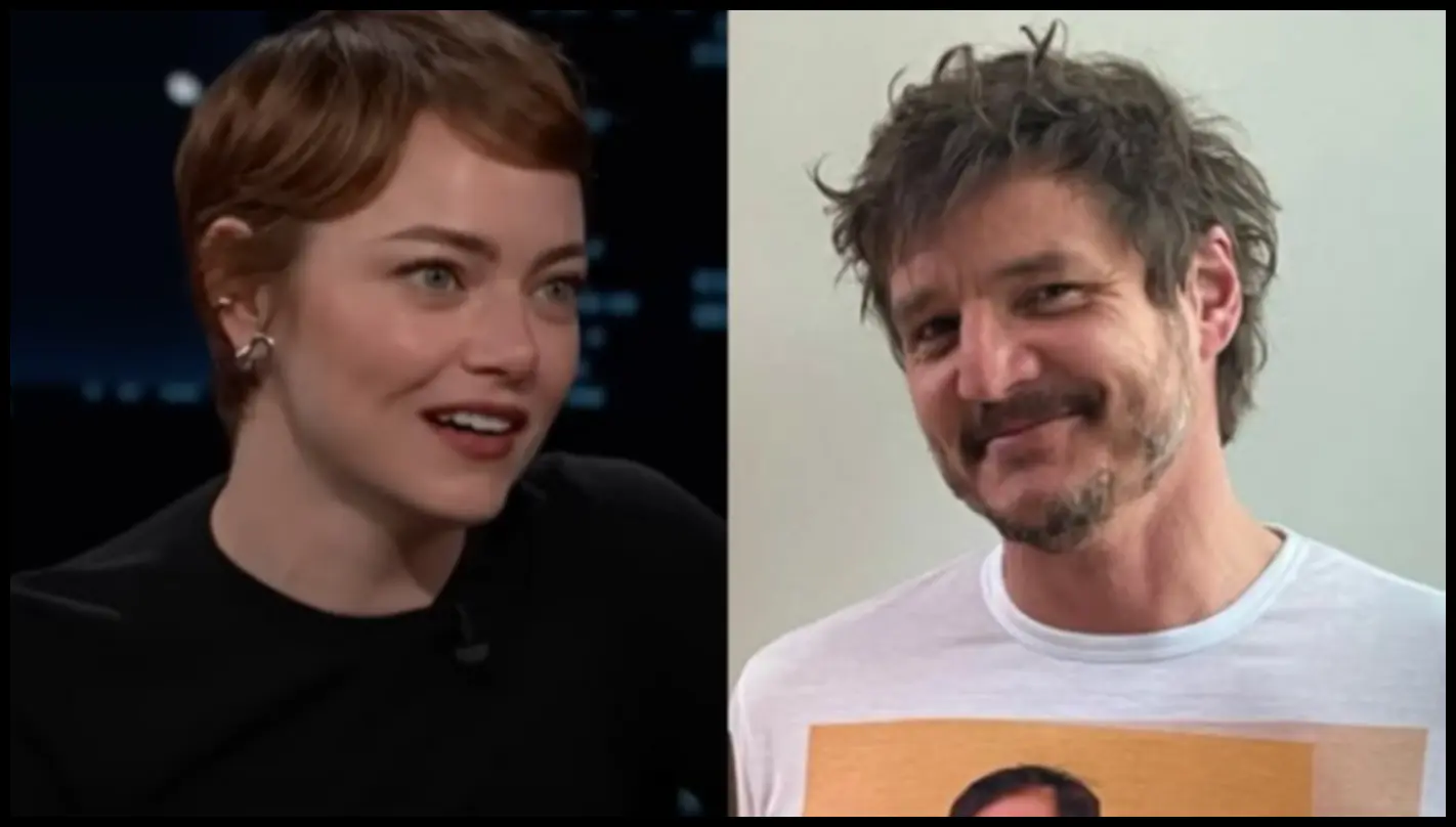 Emma Stone e Pedro Pascal durante promoção de Eddington