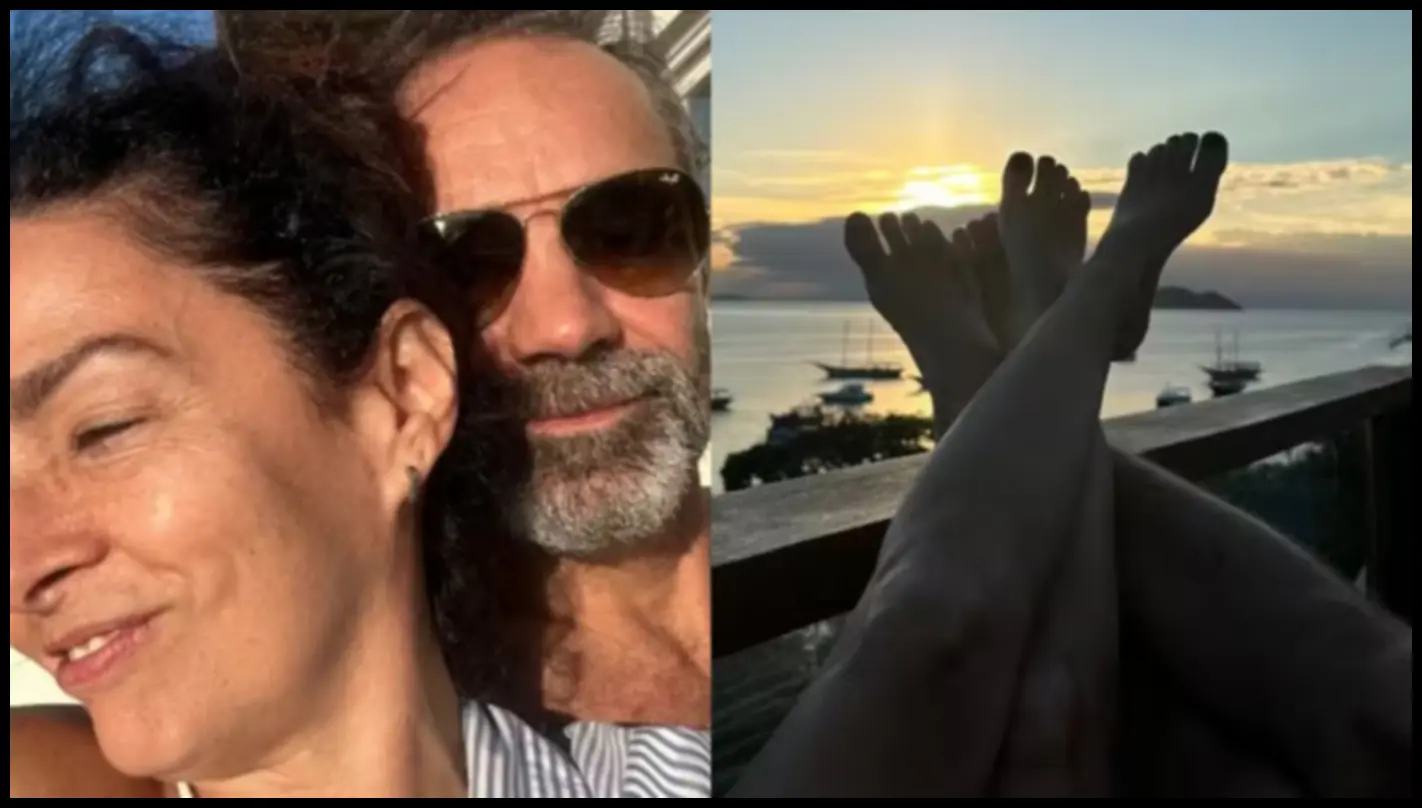 Claudia Ohana e Alexandre Reinecke em momento descontraído