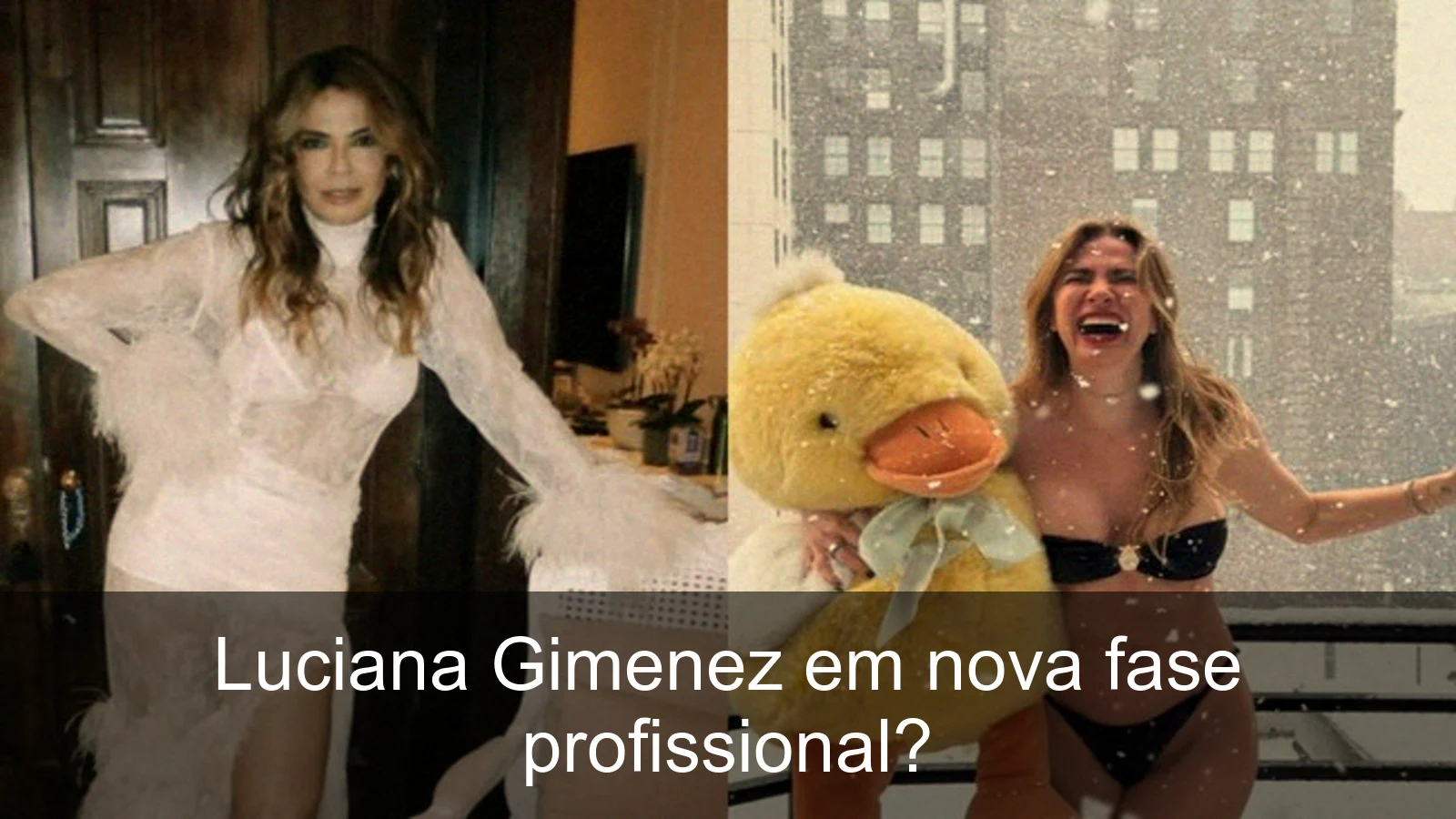 Luciana Gimenez aproveitando a nevasca em Nova York